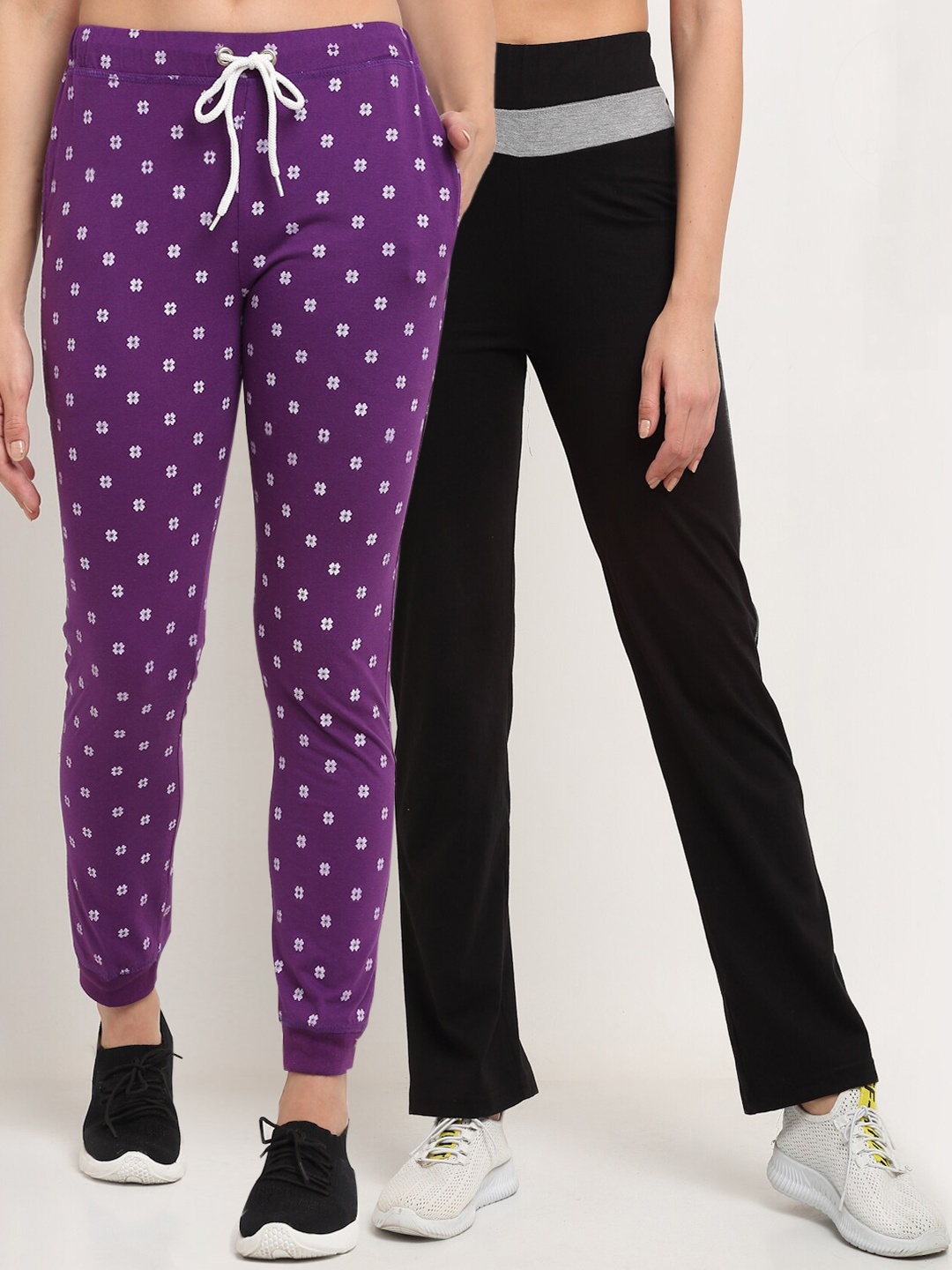 

VIMAL JONNEY Women Pack Of 2 Track Pants, Black