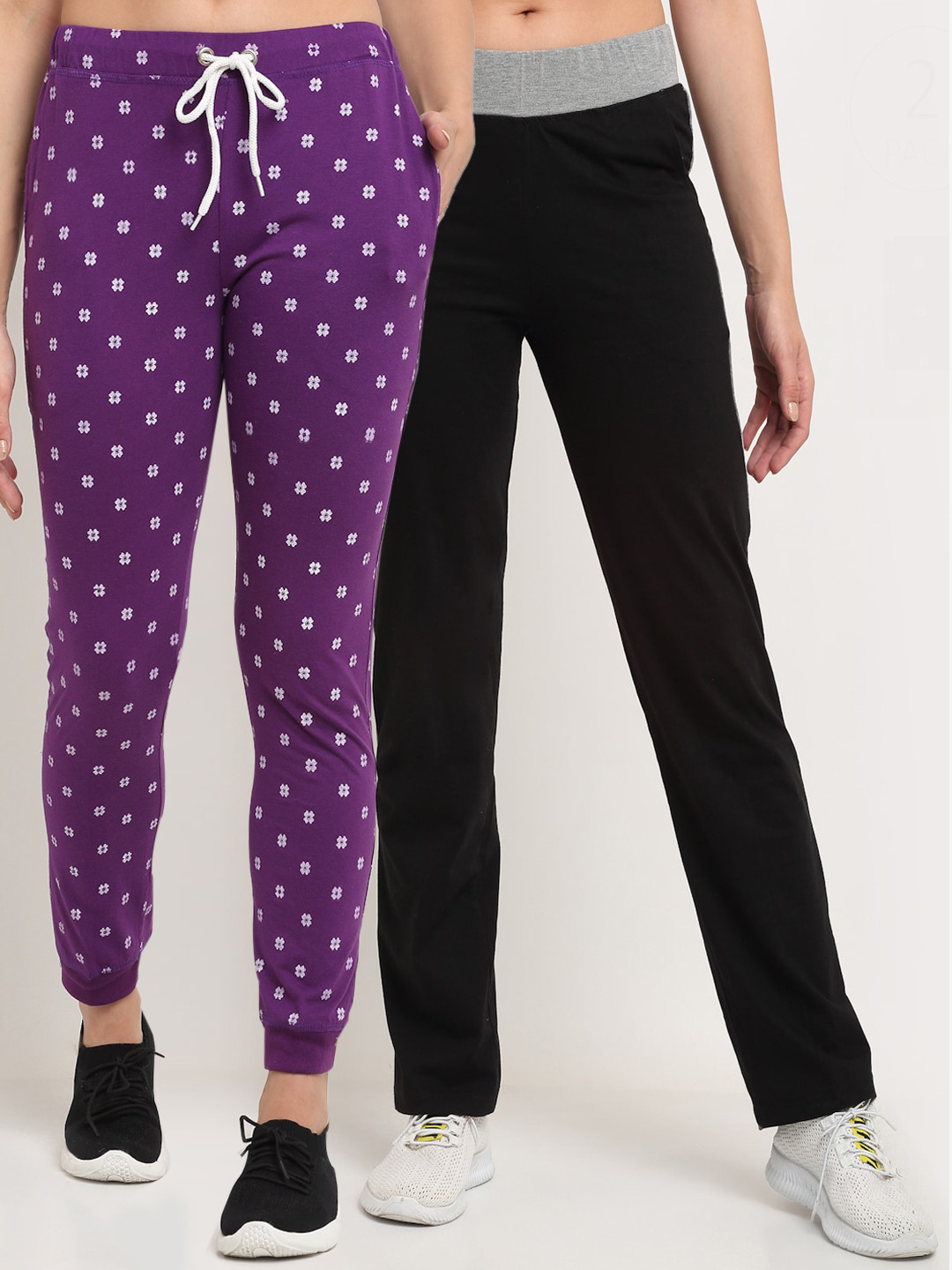 

VIMAL JONNEY Women Pack Of 2 Track Pants, Black