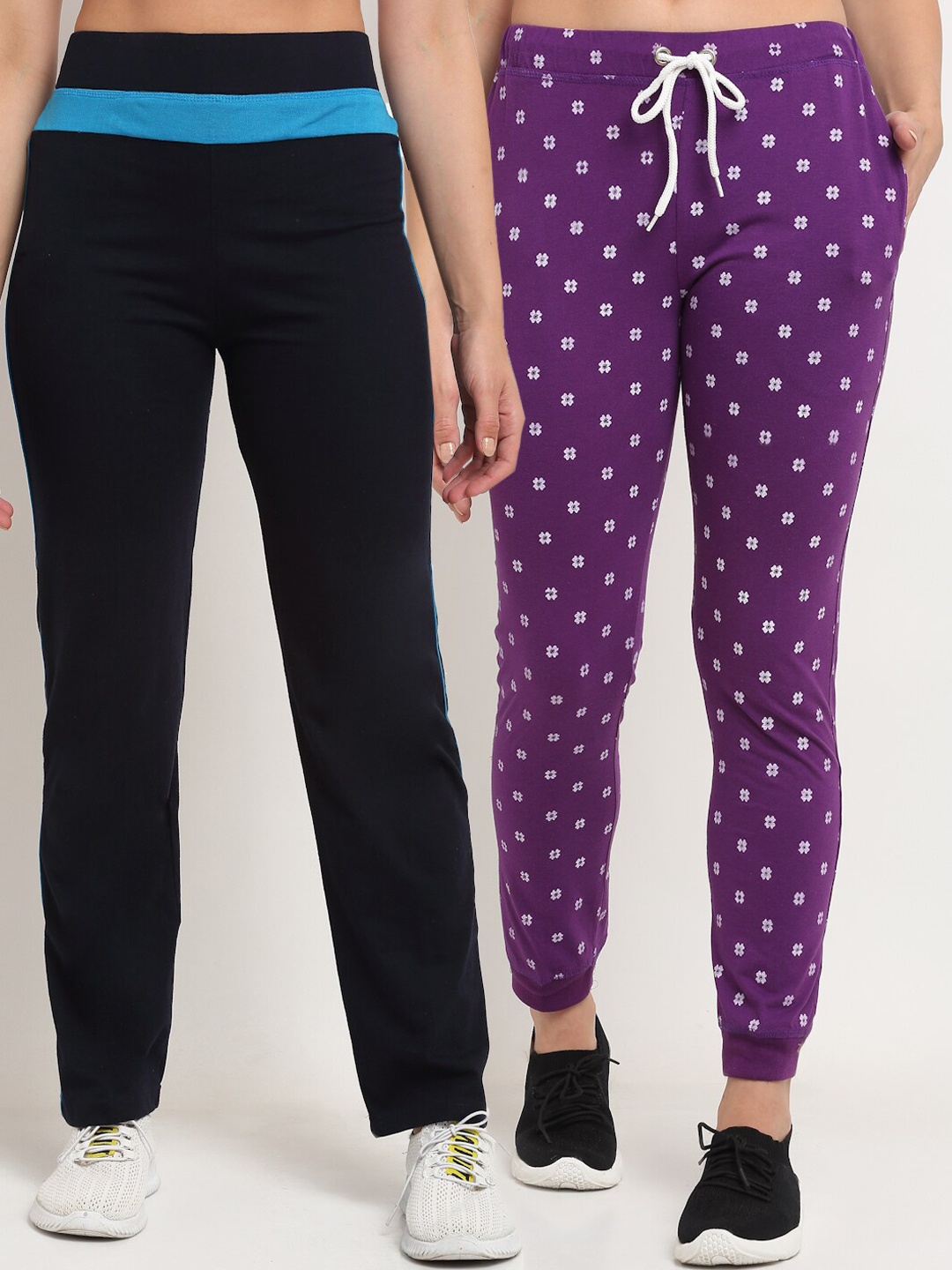 

VIMAL JONNEY Women Pack Of 2 Track Pants, Navy blue
