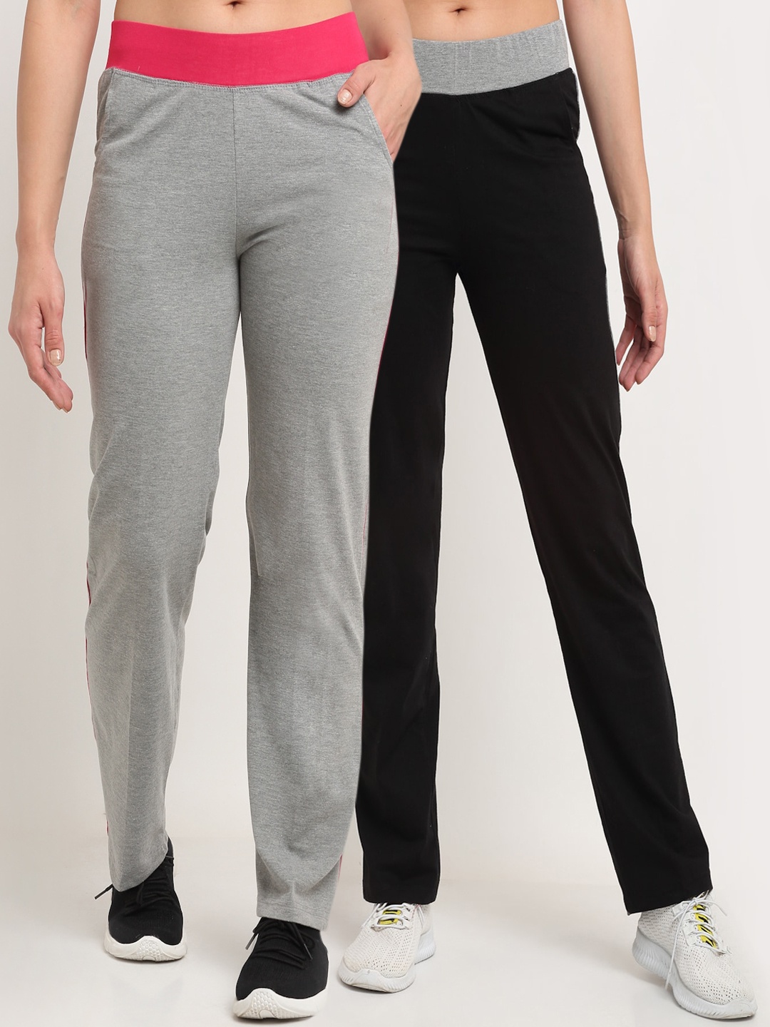 

VIMAL JONNEY Women Pack Of 2 Track Pants, Black