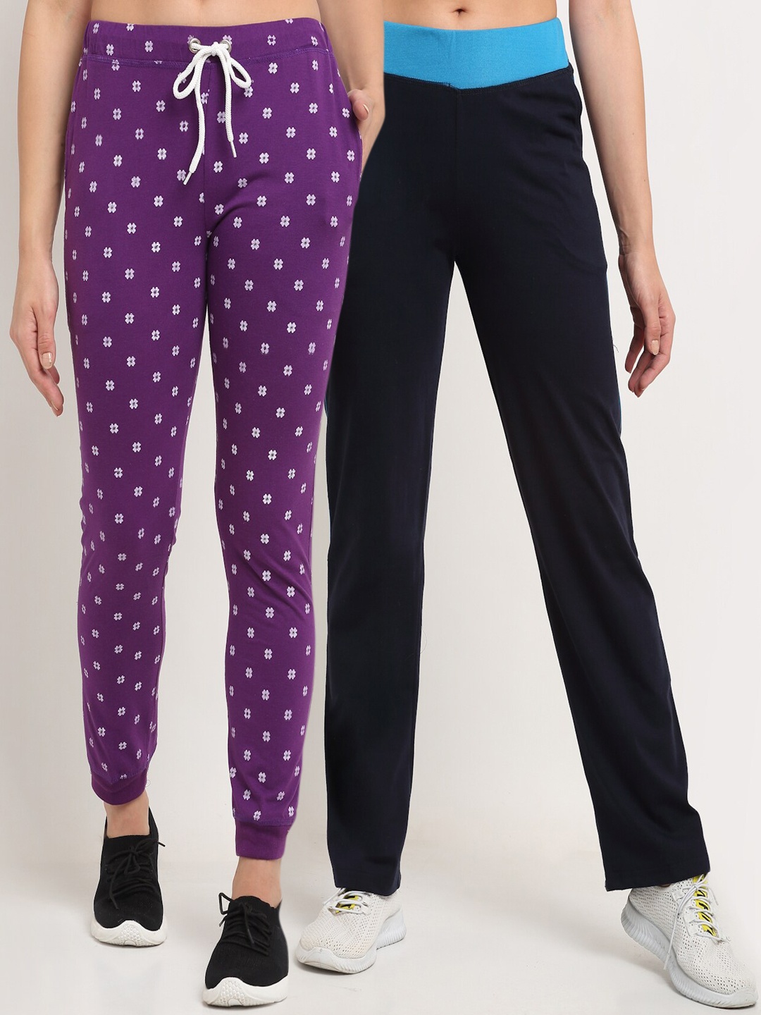 

VIMAL JONNEY Women Pack Of 2 Track Pants, Navy blue