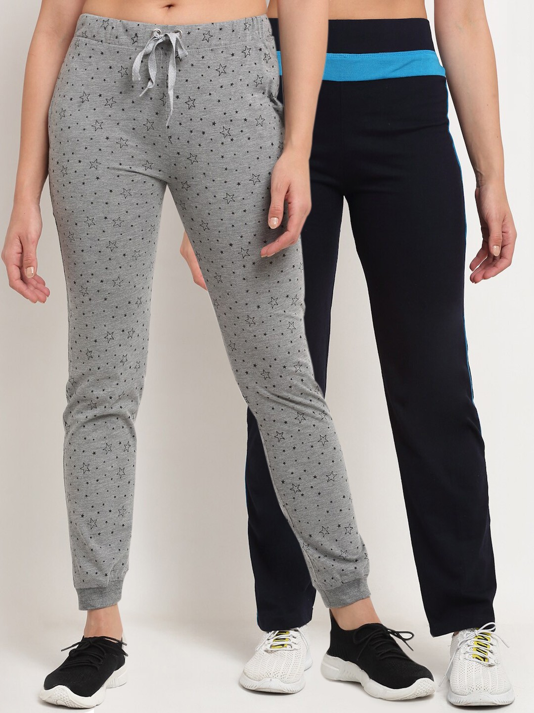 

VIMAL JONNEY Women Pack Of 2 Track Pants, Navy blue