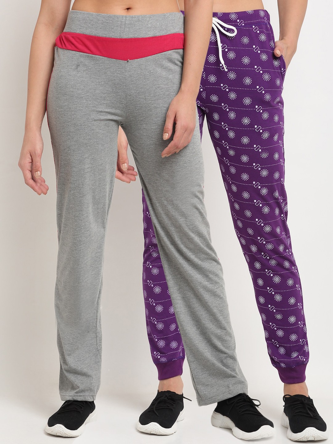 

VIMAL JONNEY Women Pack Of 2 Grey & Purple Track Pants