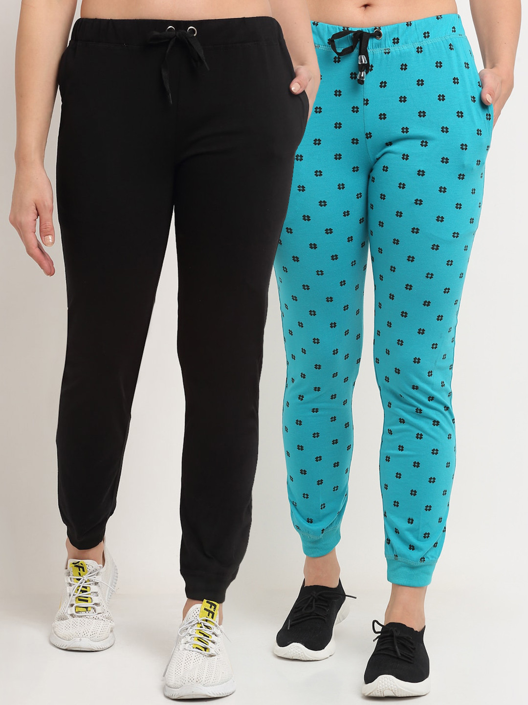 

VIMAL JONNEY Women Pack of 2 Black & Blue Joggers