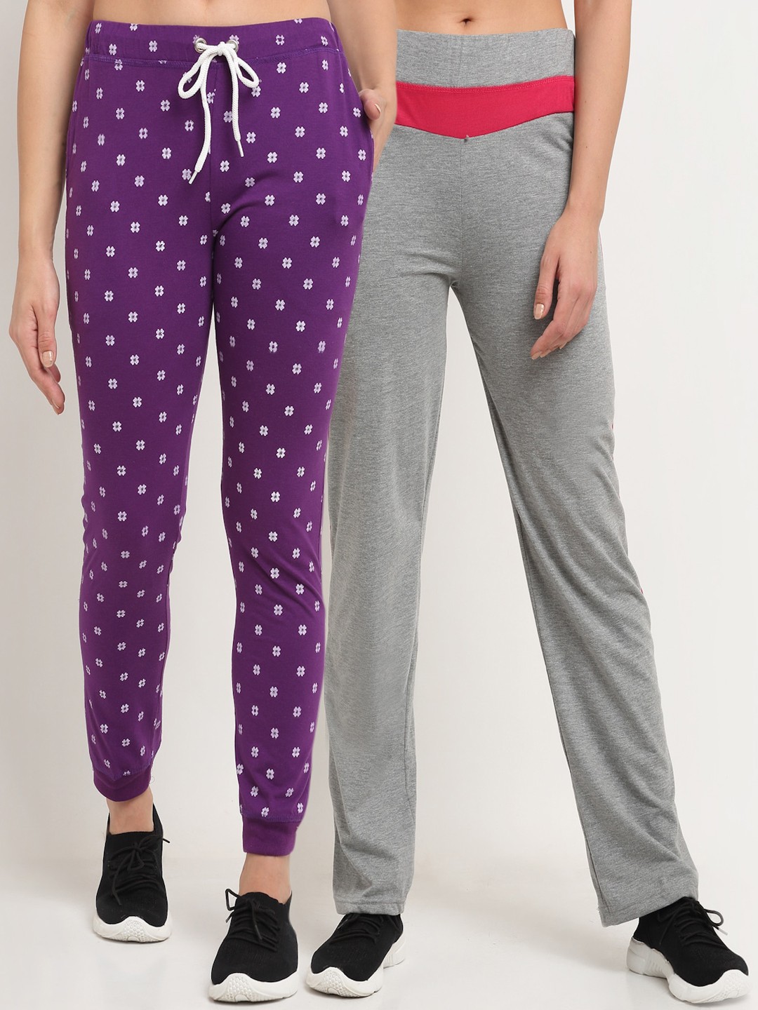 

VIMAL JONNEY Women Pack of 2 Grey & Purple Track Pants
