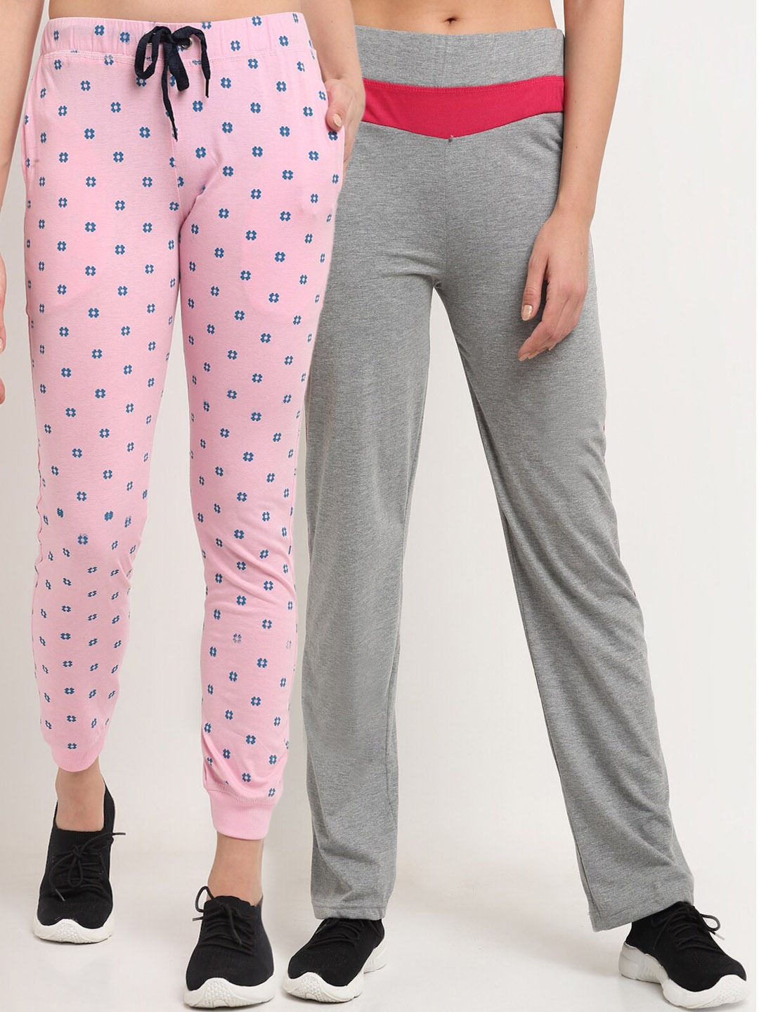 

VIMAL JONNEY Women Pack of 2 Solid Track Pants, Grey