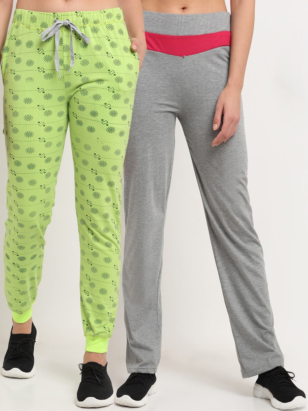 

VIMAL JONNEY Women Pack of 2 Solid Track Pants, Grey