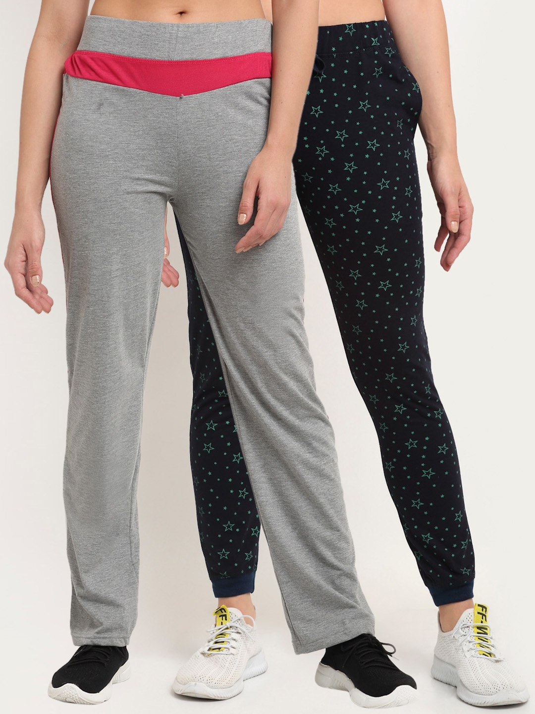 

VIMAL JONNEY Women Pack of 2 Solid Track Pants, Grey