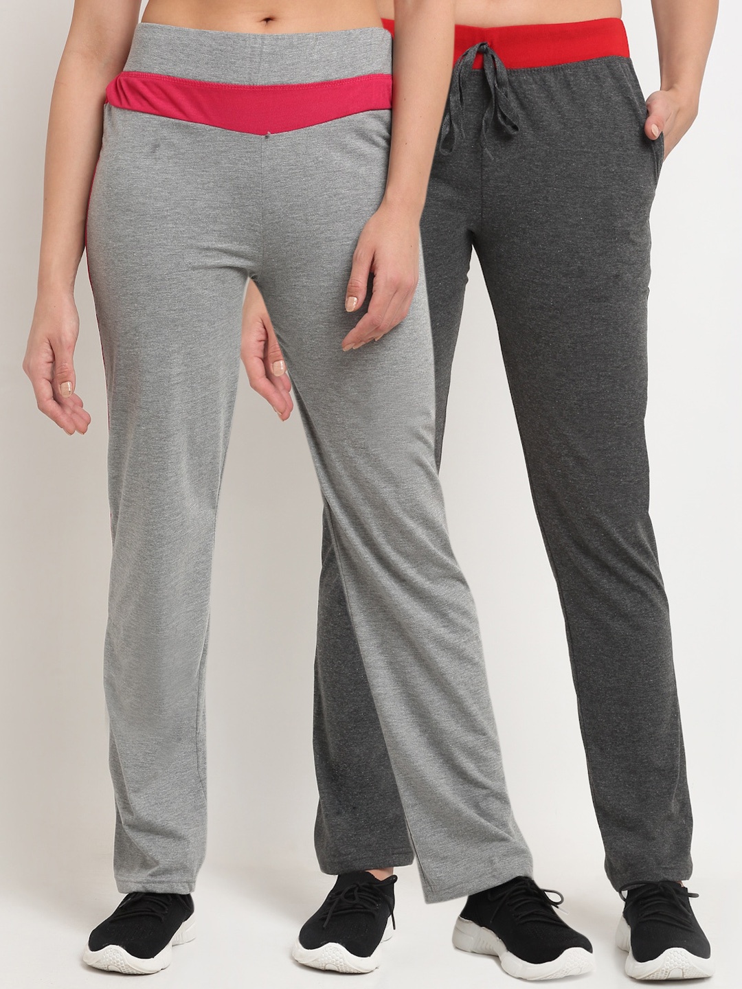 

VIMAL JONNEY Women Pack of 2 Solid Track Pants, Grey