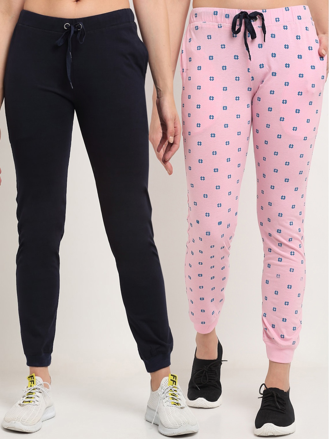 

VIMAL JONNEY Women Pack of 2 Solid Track Pants, Navy blue