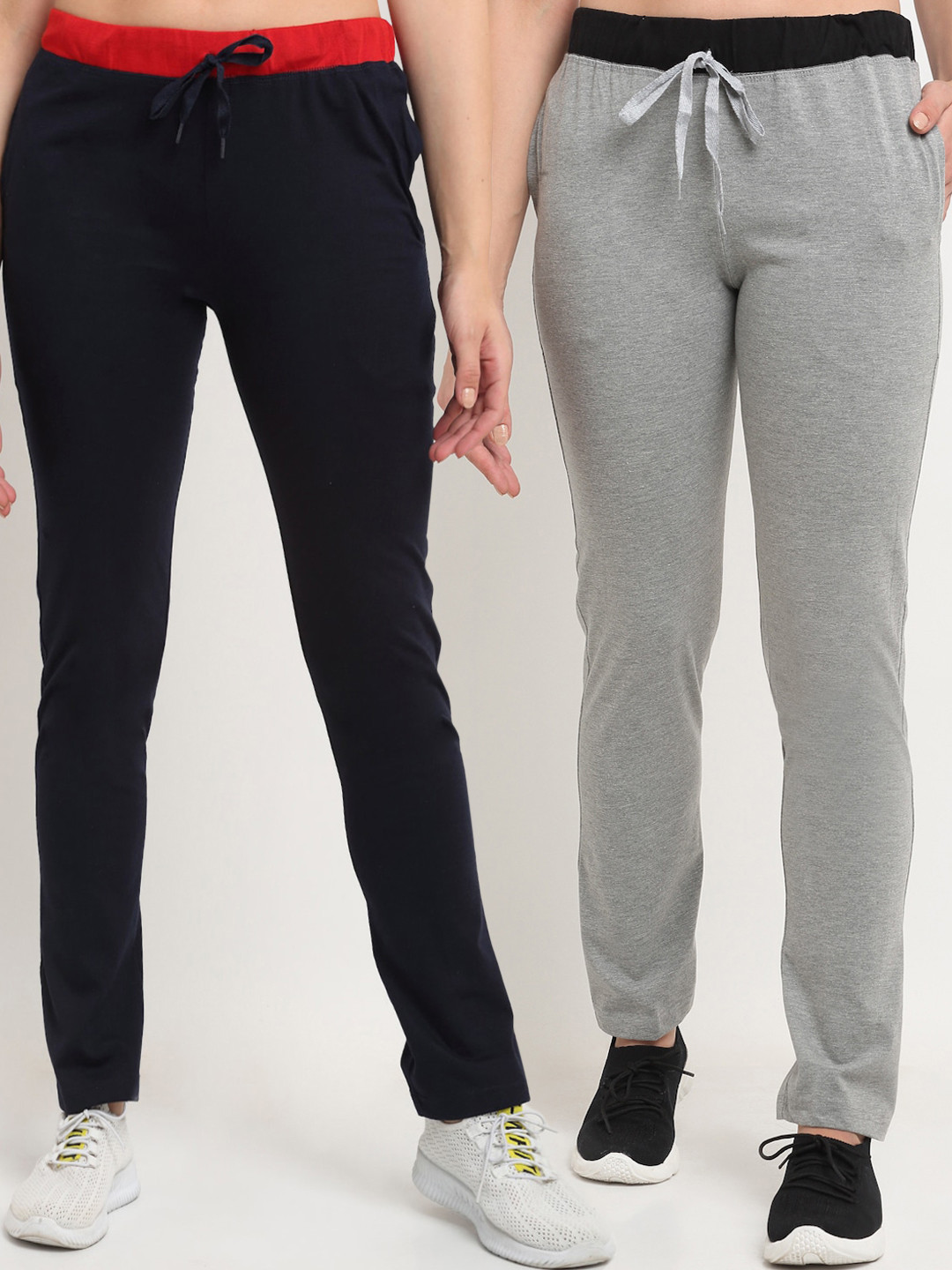 

VIMAL JONNEY Women Pack Of 2 Navy Blue & Grey Track Pants