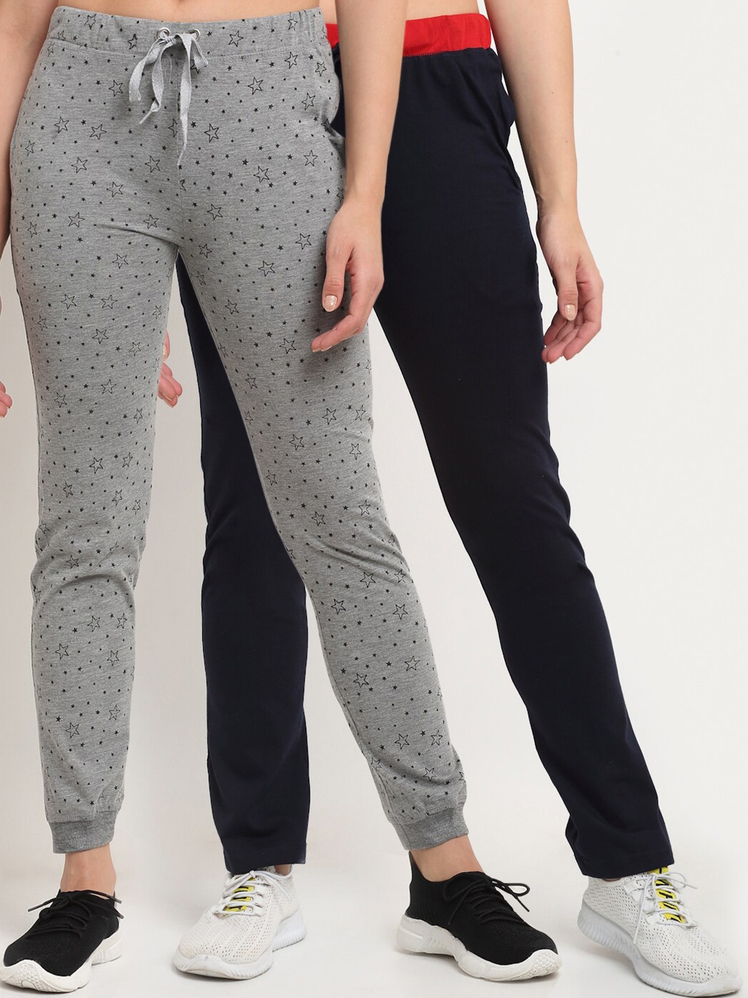 

VIMAL JONNEY Women Pack of 2 Solid Track Pants, Grey