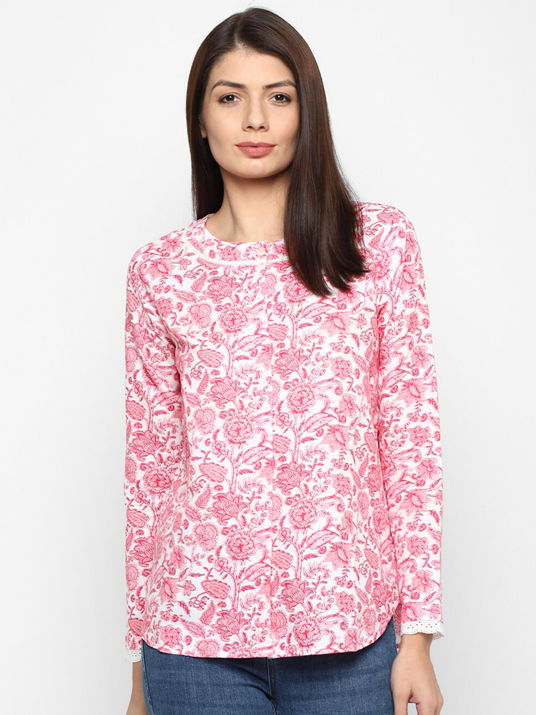 

Allen Solly Woman Pink Floral Print Linen Top