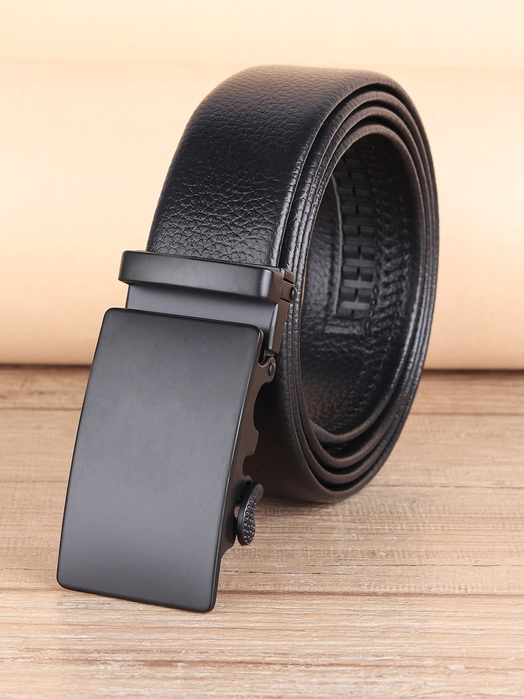 

ZORO Men Black Solid Genuine Leather Belt