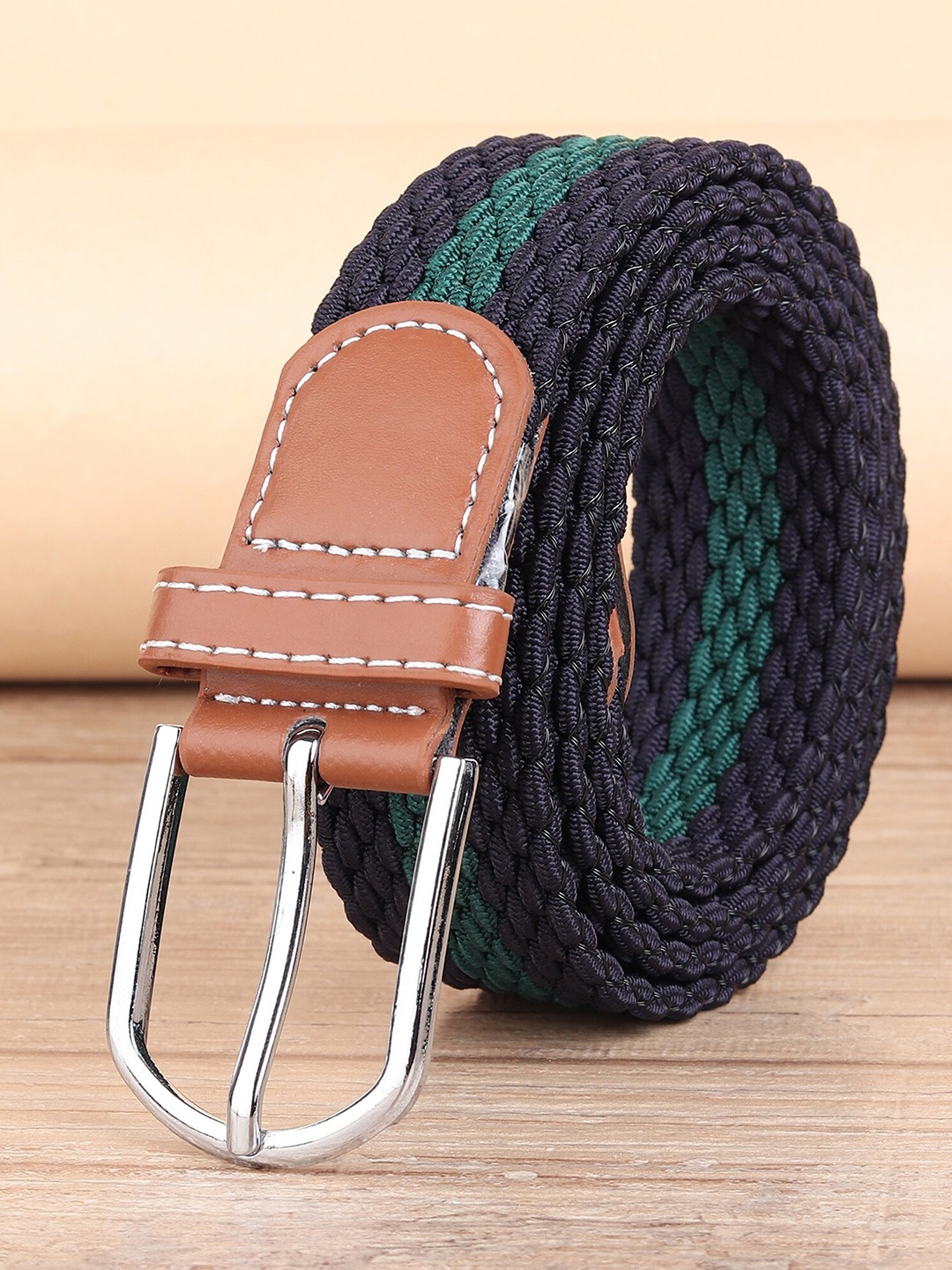 

ZORO Men Navy Blue & Green Stretchable Belt
