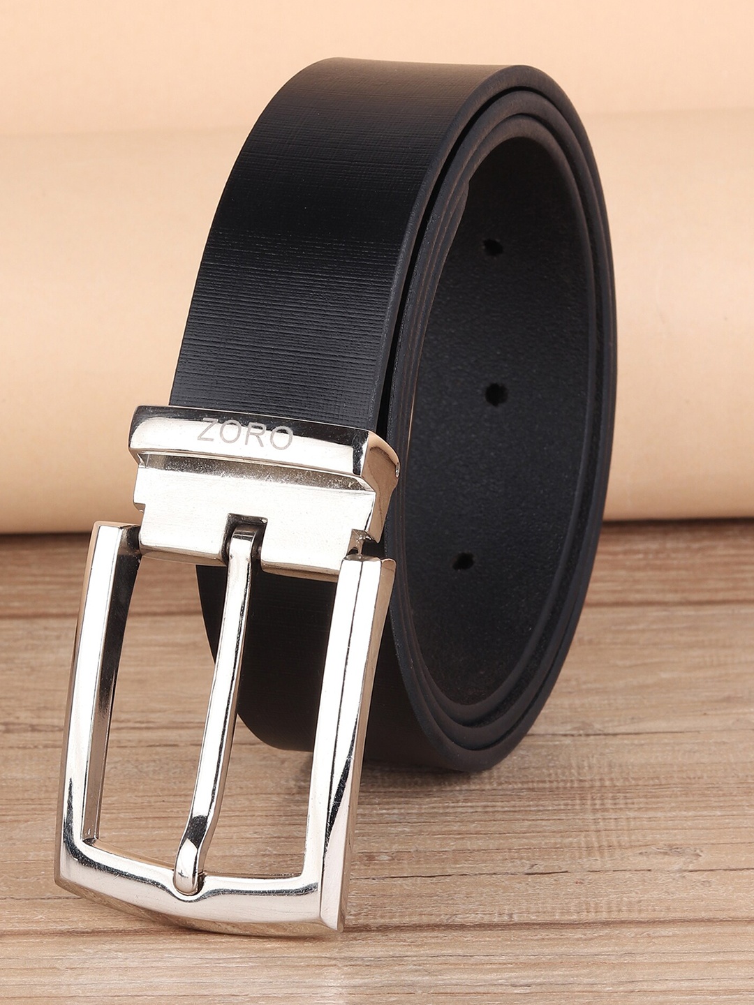 

ZORO Men Black Textured Leather Formal Belt