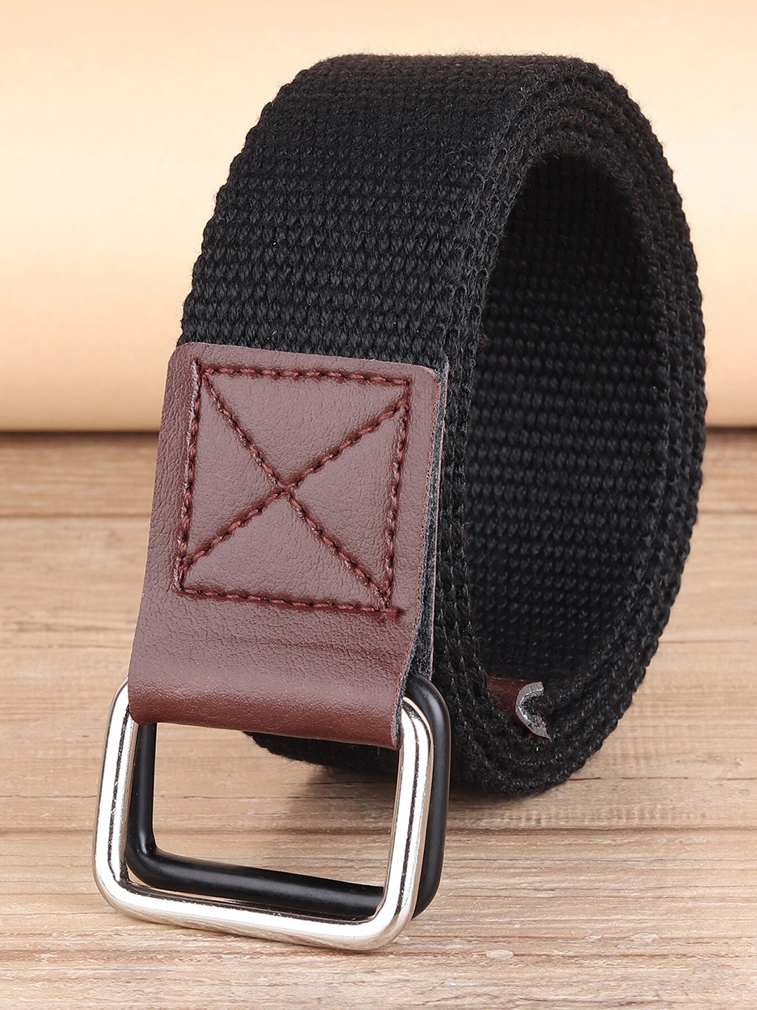 

ZORO Men Black D Ringle Buckle Belt
