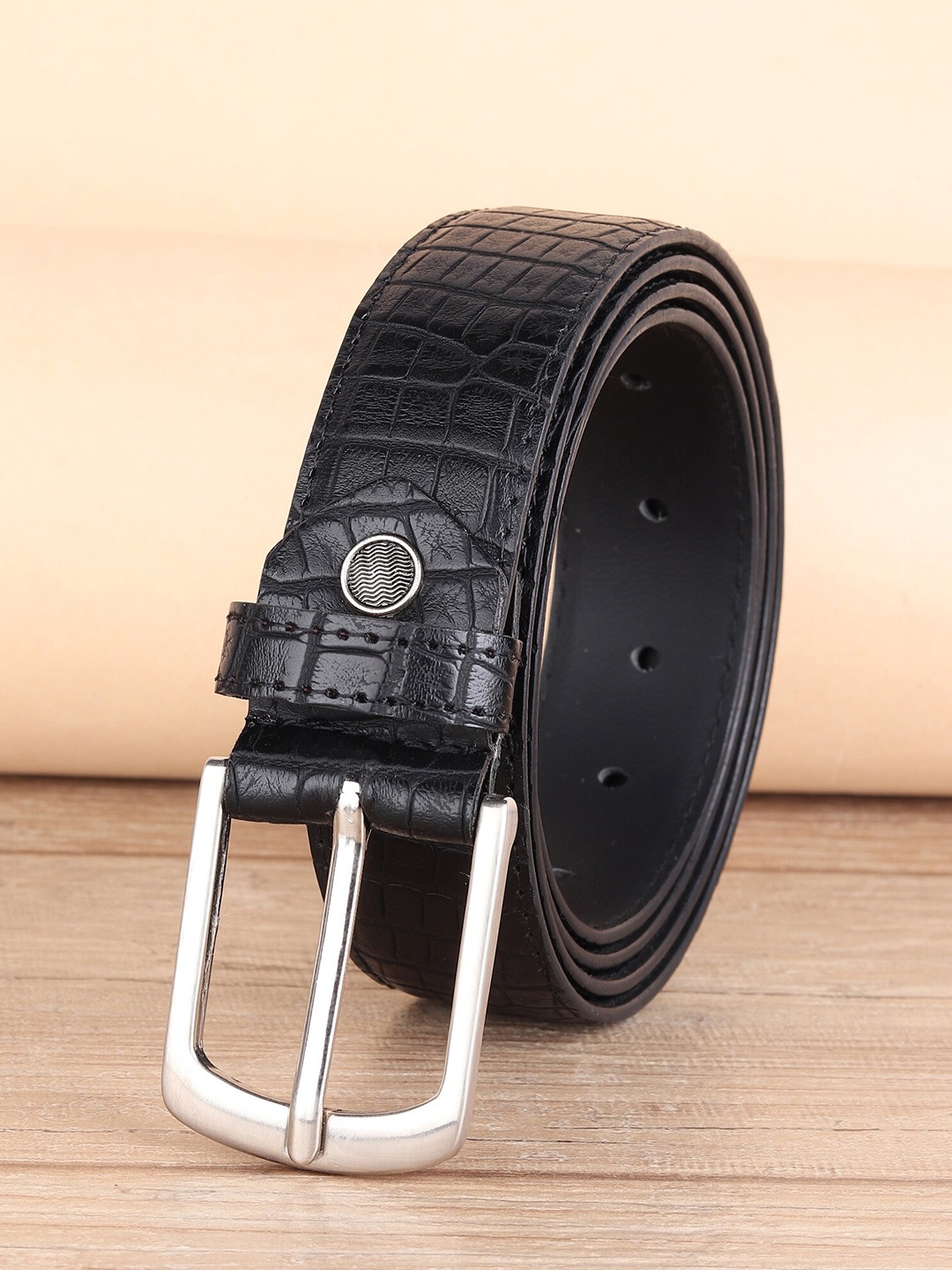 

ZORO Men Black Textured Belt