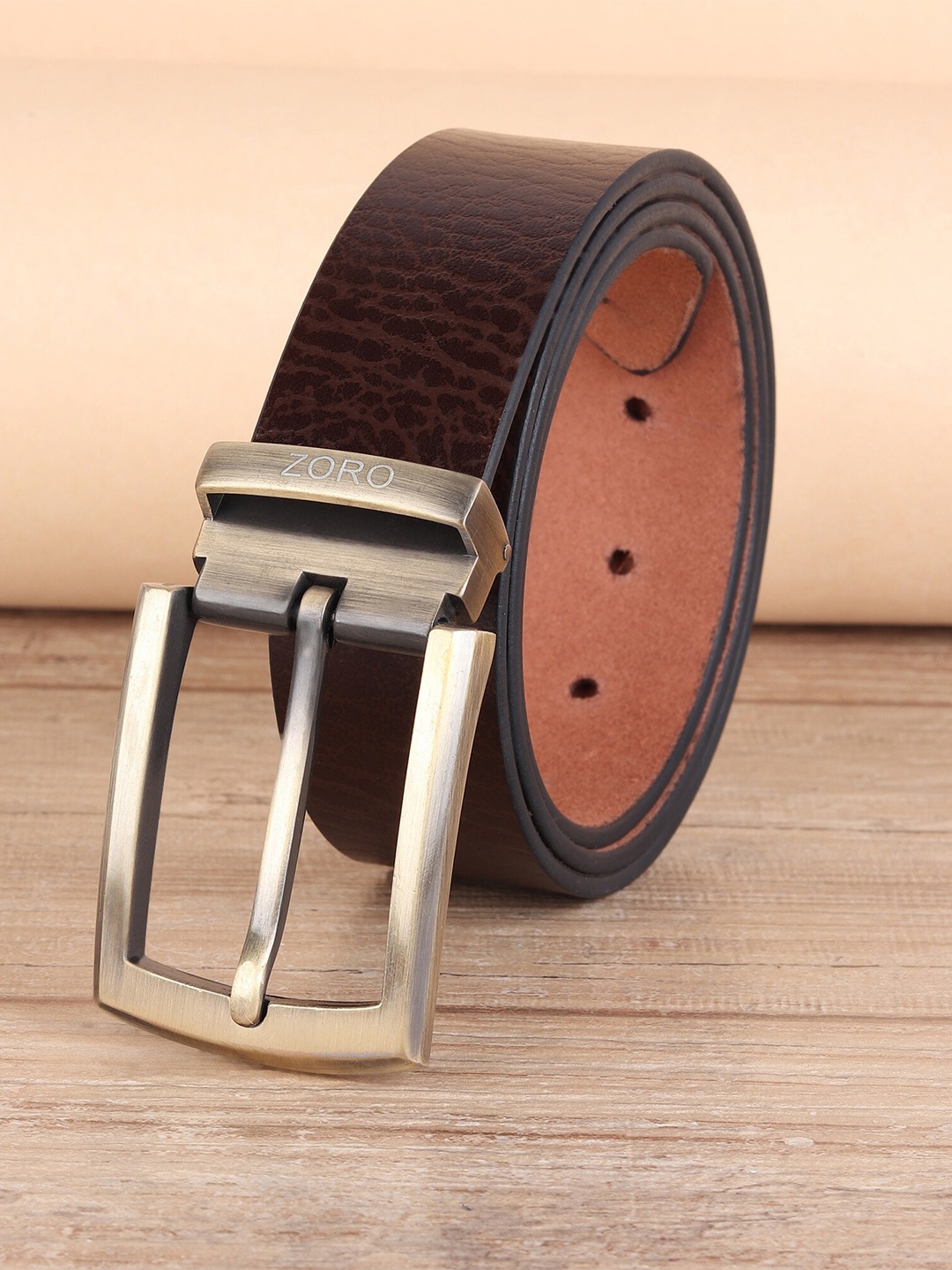 

ZORO Men Brown Leather Formal Belt