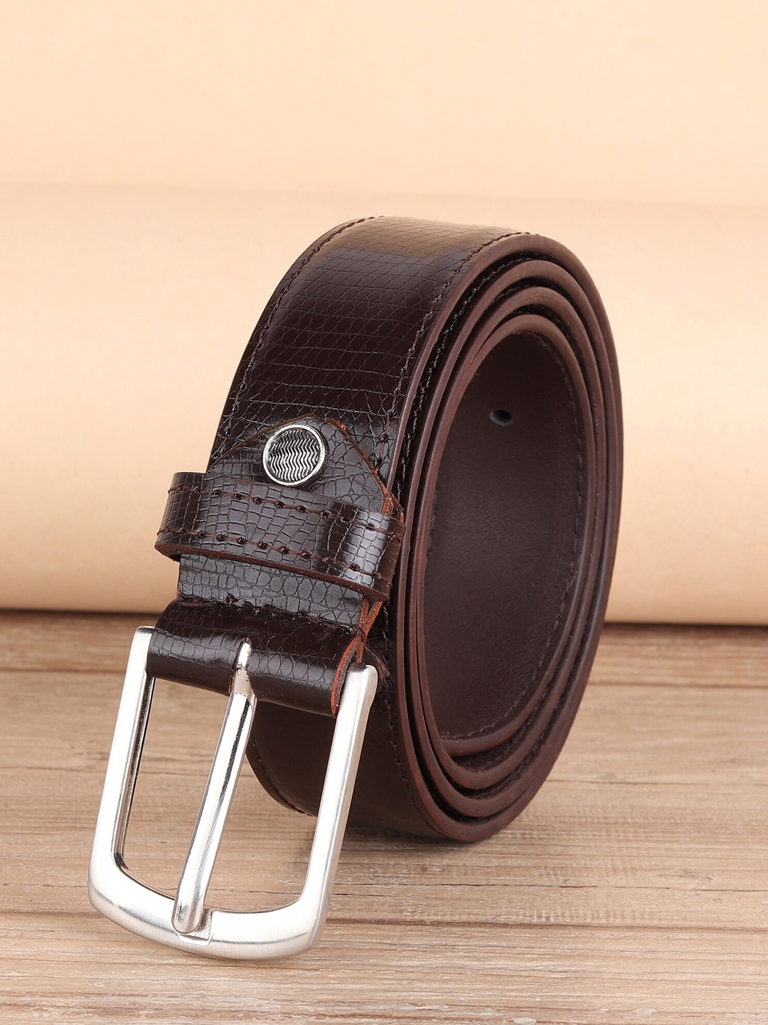 

ZORO Men Brown Solid Leather Belt