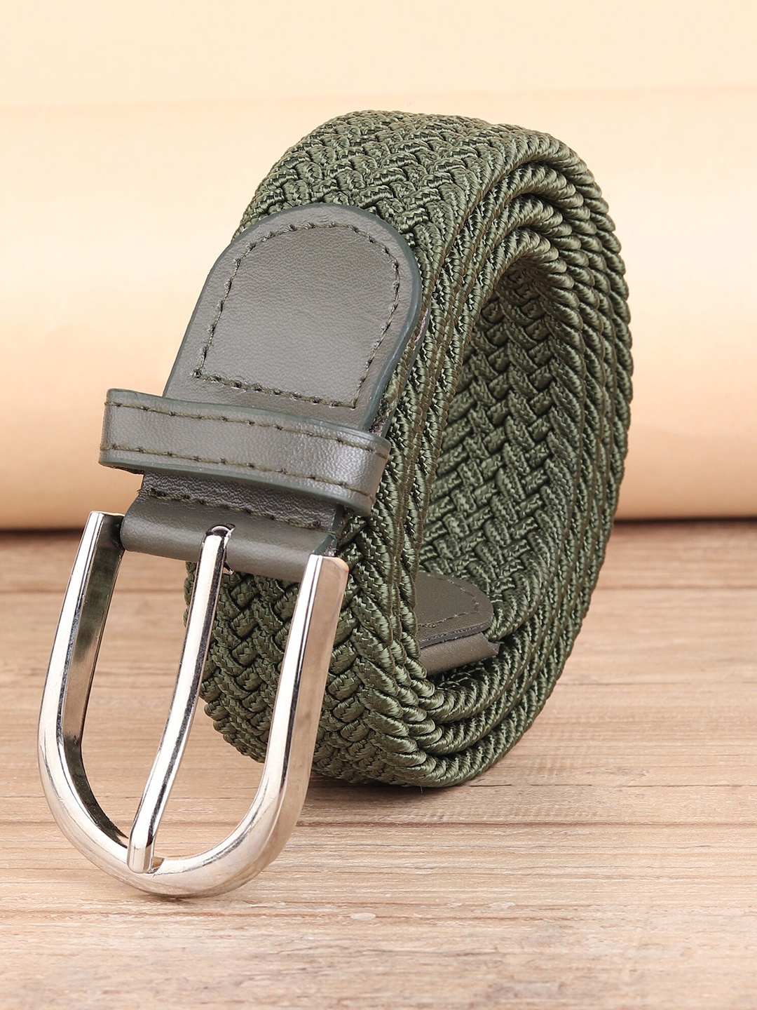 

ZORO Men Green Braided Stretchable Belt