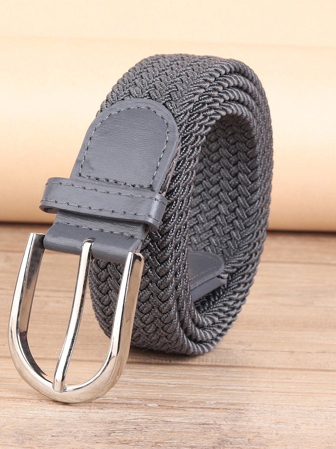 

ZORO Men Grey Textured Canvas Belt