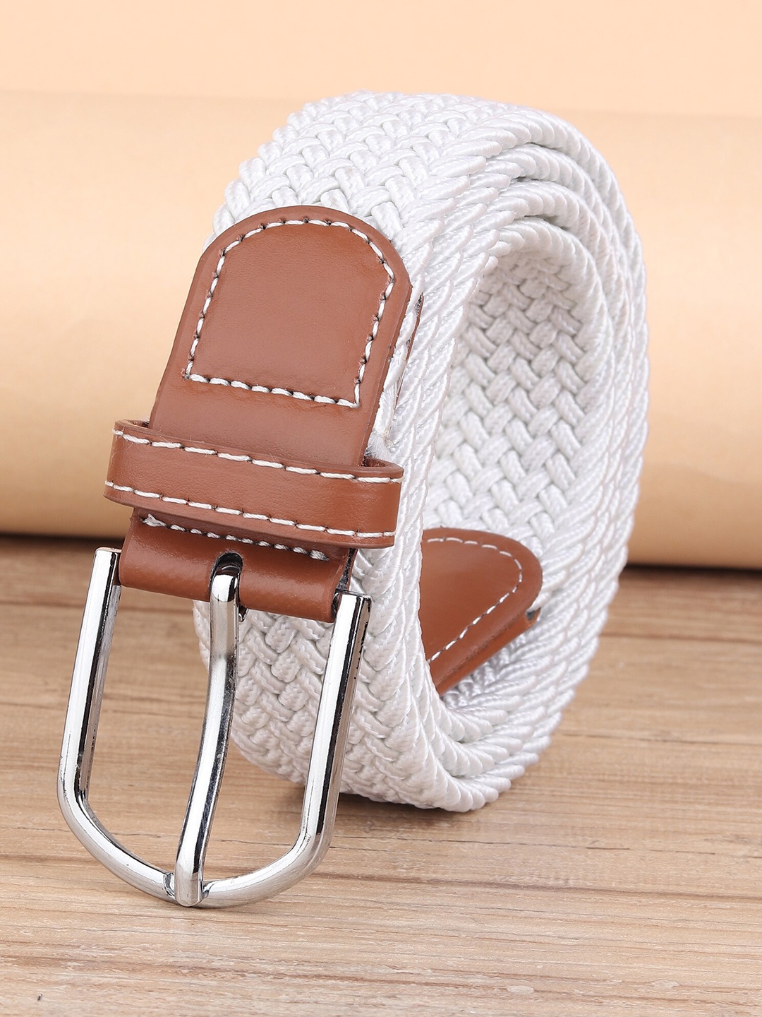 

ZORO Men White Braided Stretchable Belt