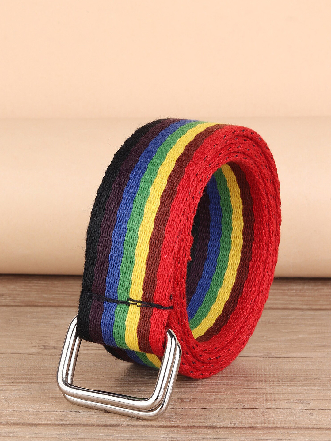 

ZORO Men Multicolor Striped Belt, Black