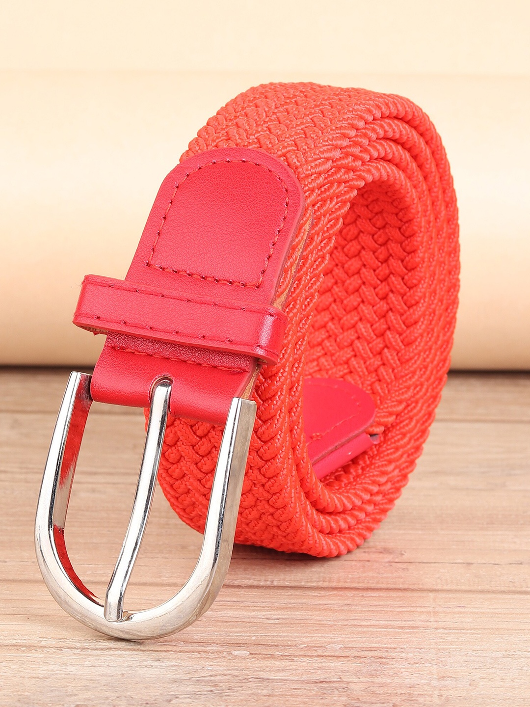 

ZORO Men Red Braided Stretchable Belt