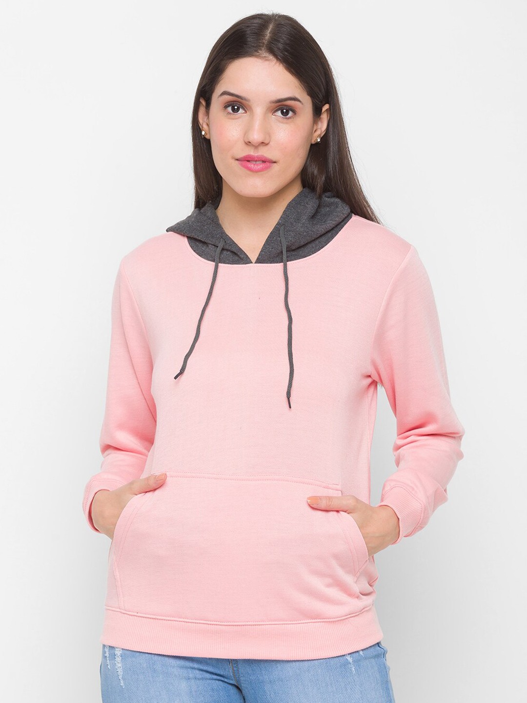 

Globus Women Pink & Grey Hooded Sweatshirt