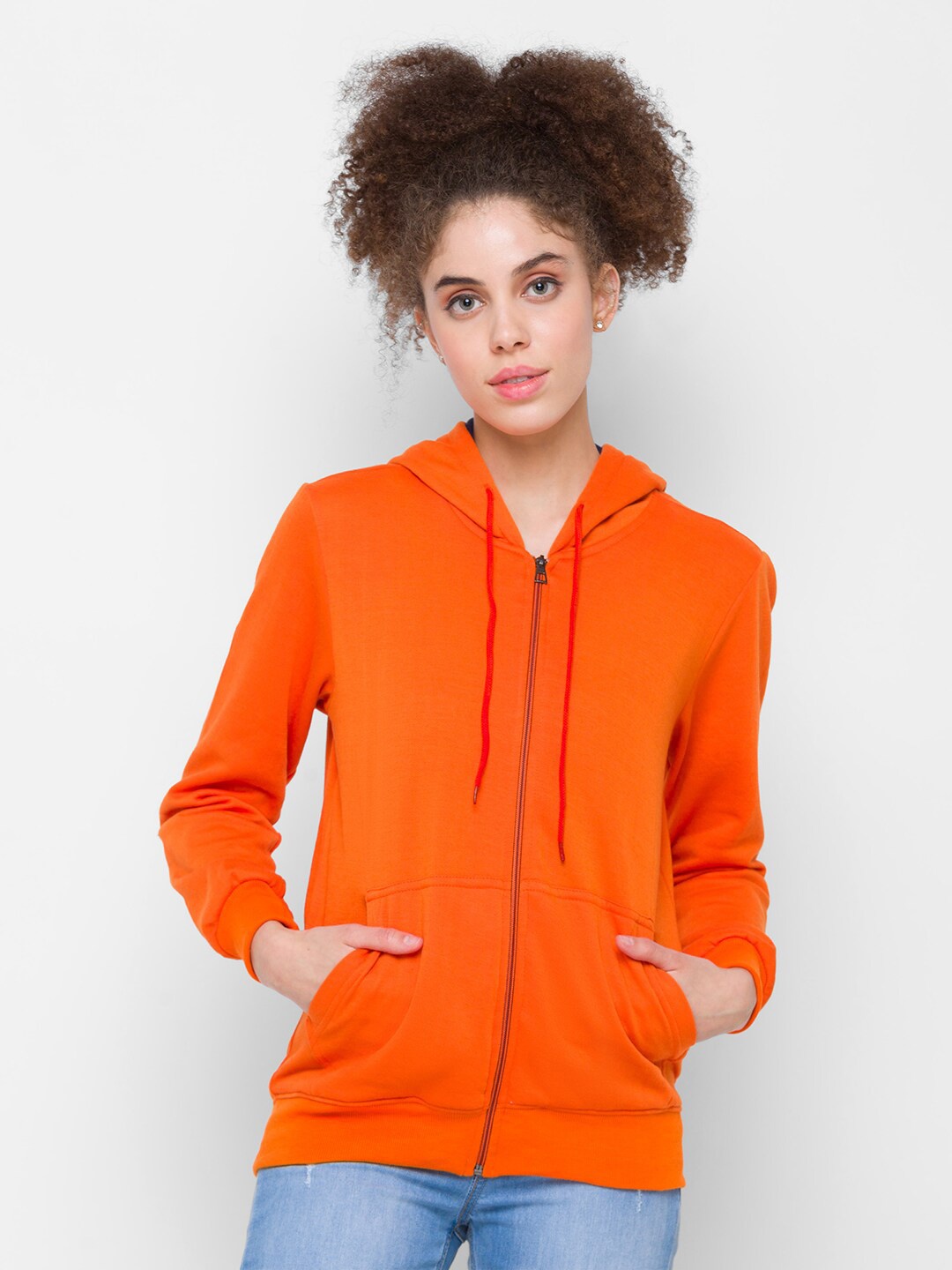 

Globus Women Orange Hooded Sweatshirt