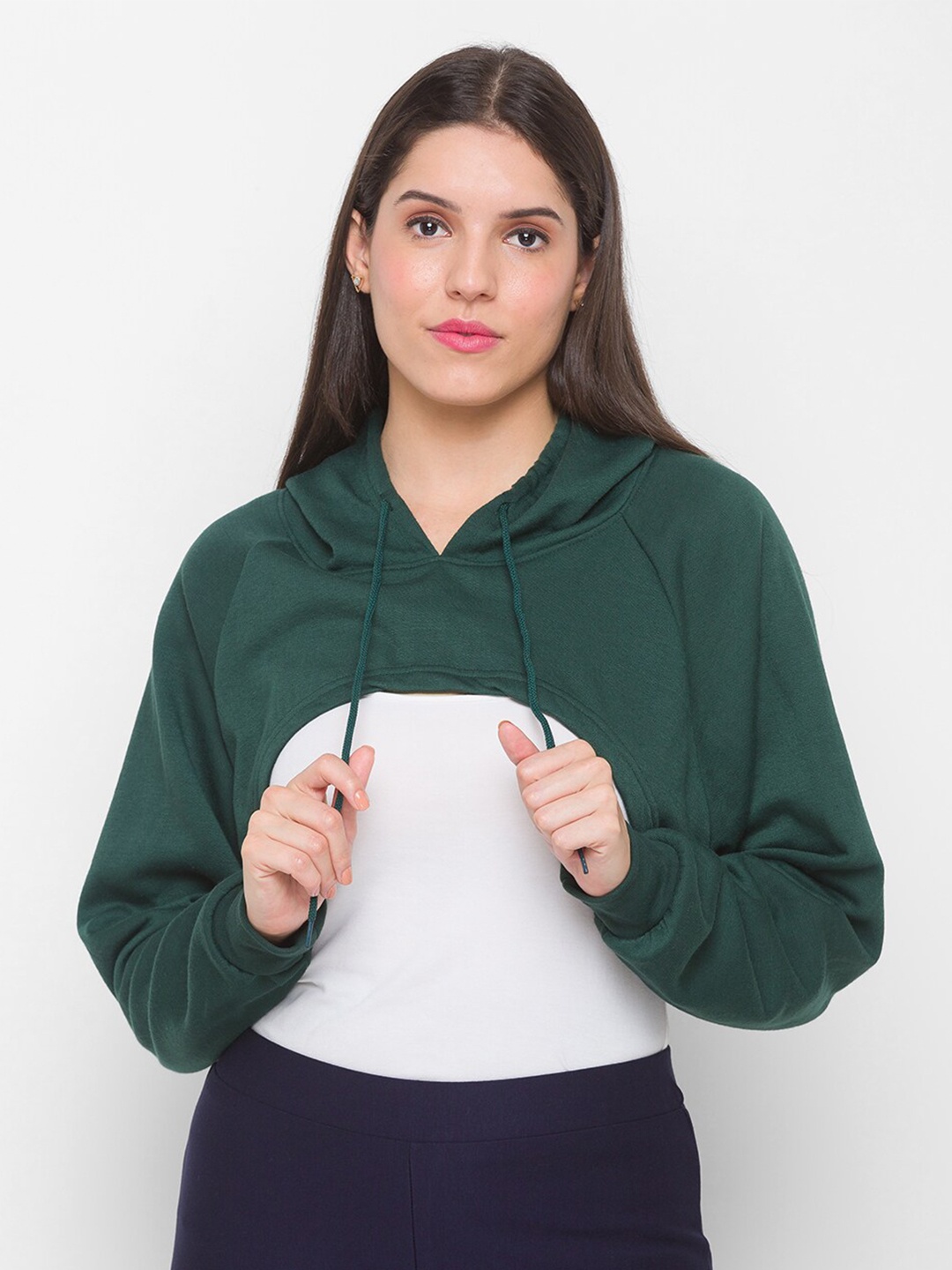 

Globus Women Green Hooded Sweatshirt