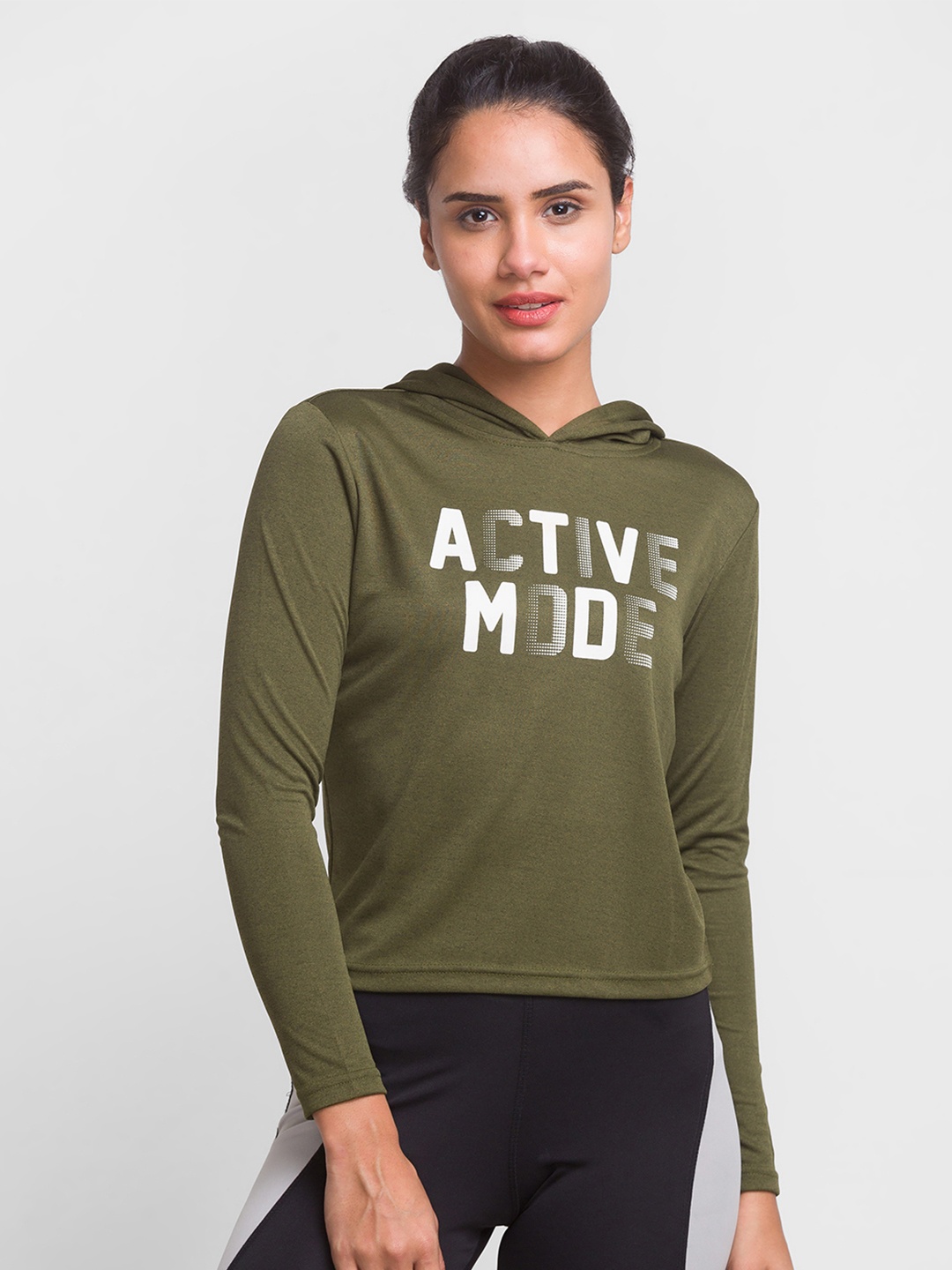 

Globus Women Olive Green & White Typography Printed T-shirt
