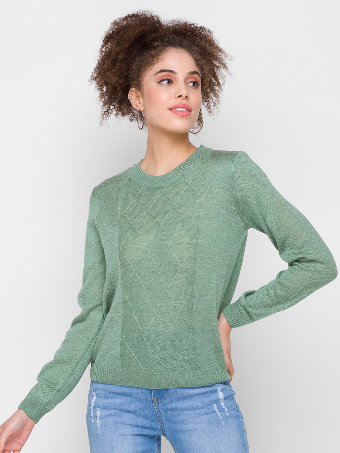 

Globus Women Mint Green Solid Sweatshirt