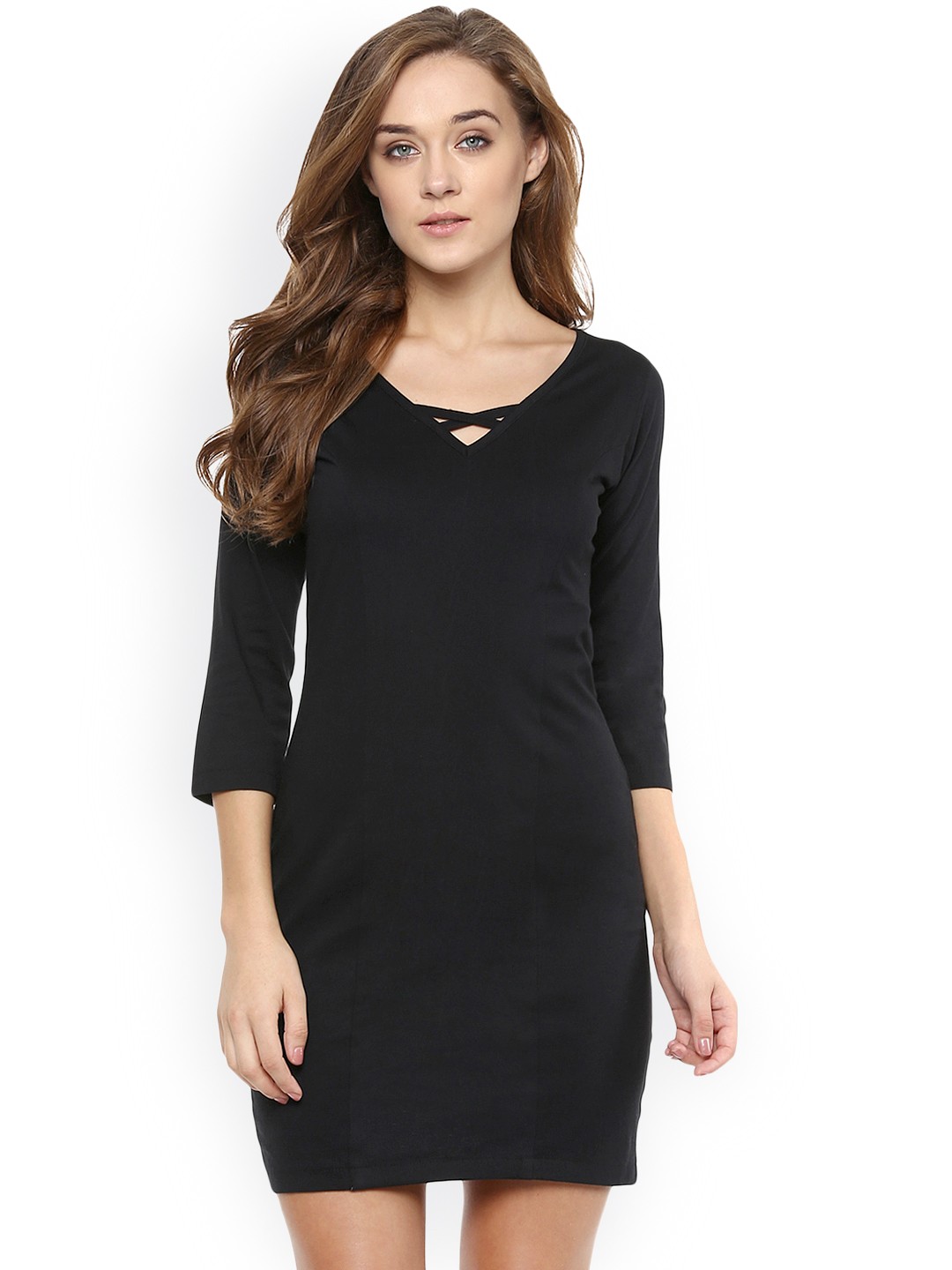 

Miss Chase Women Black Solid Sheath Dress