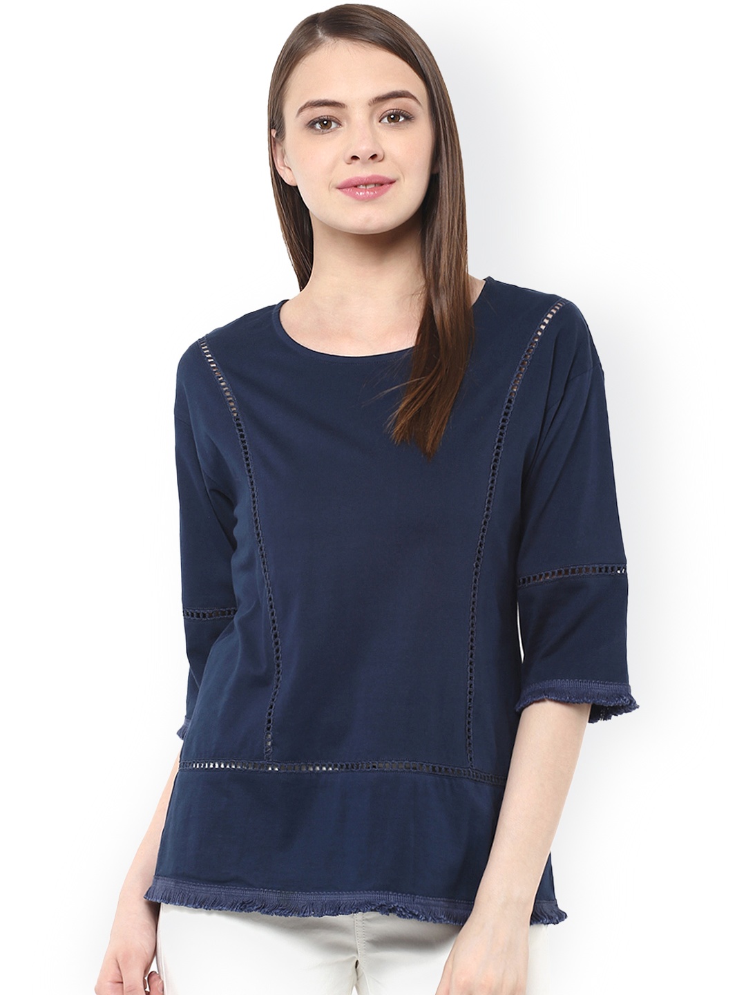 

Miss Chase Women Navy Solid Top, Navy blue