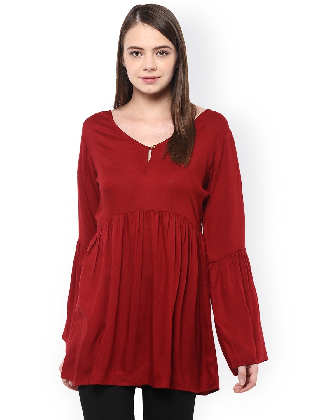 Miss Chase Maroon Solid Regular Top