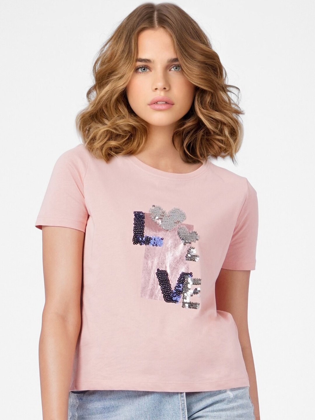 

ONLY Women Rose Typography Printed T-shirt