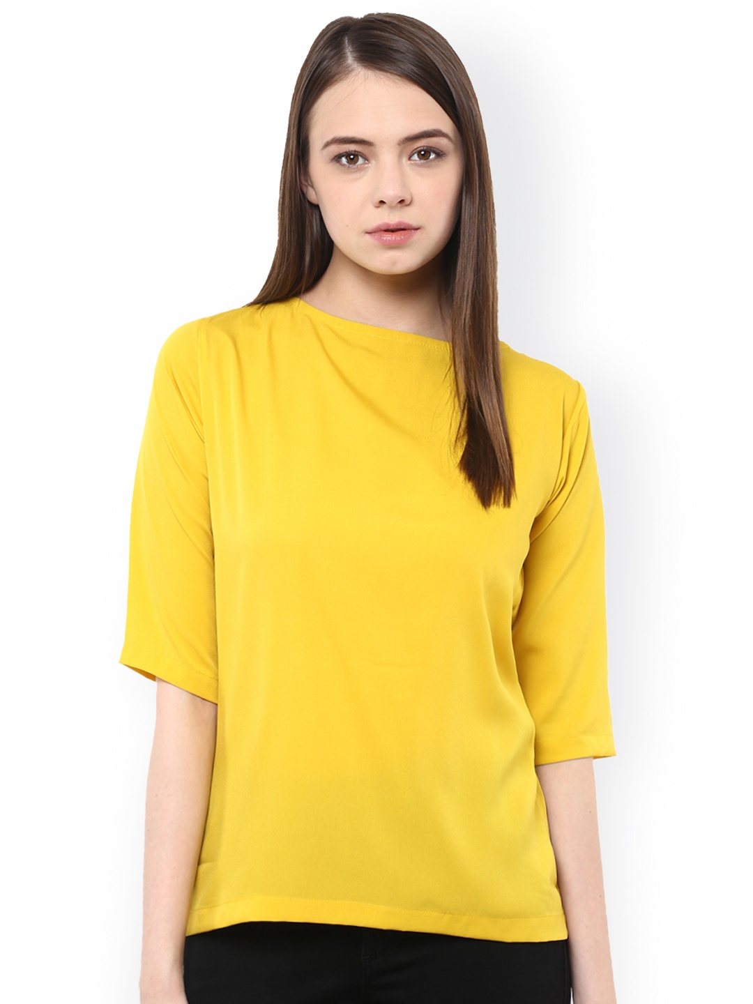 Miss Chase Yellow Solid Regular Top