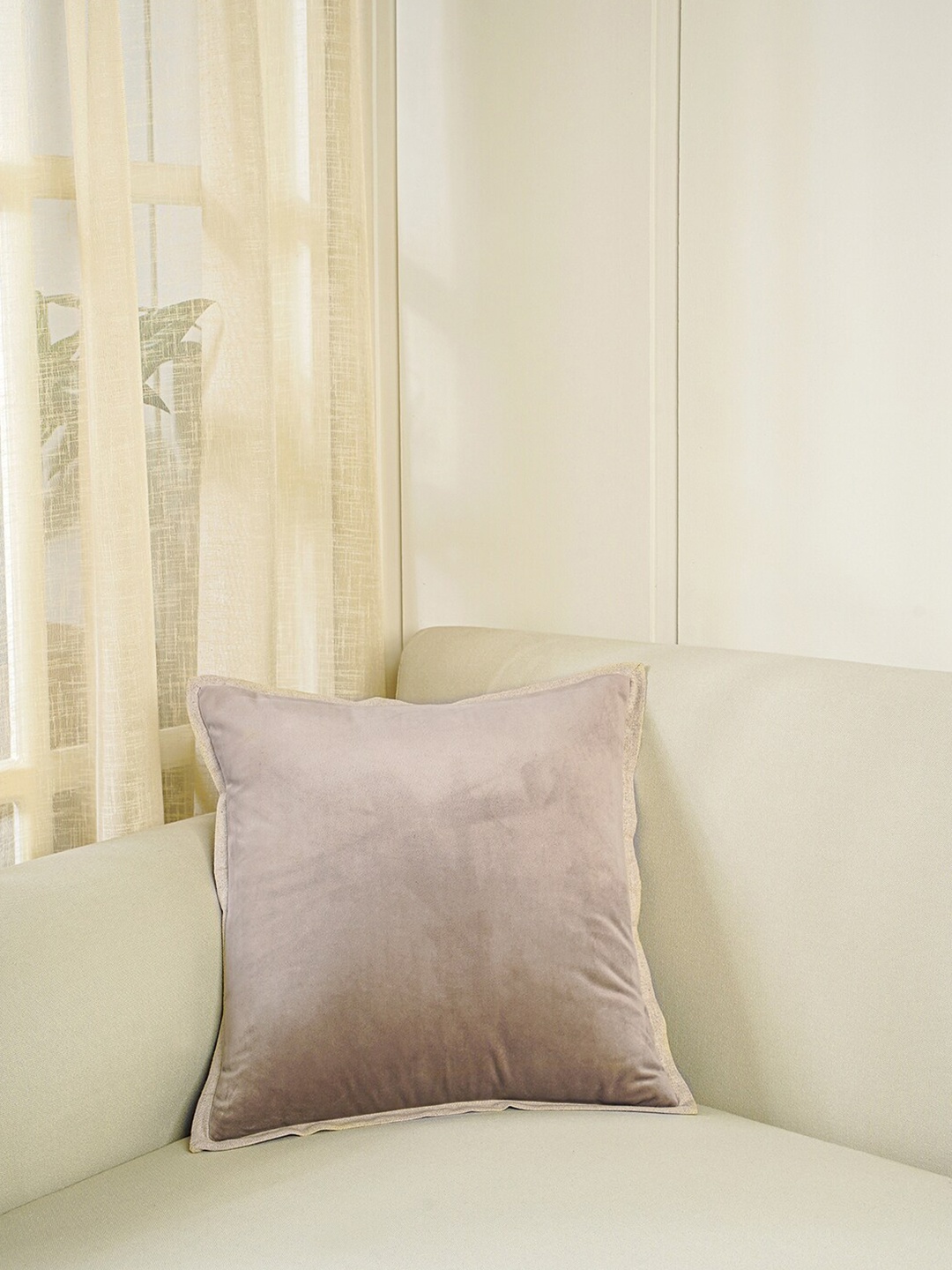 

Pure Home and Living Beige Velvet Square Cushion Covers