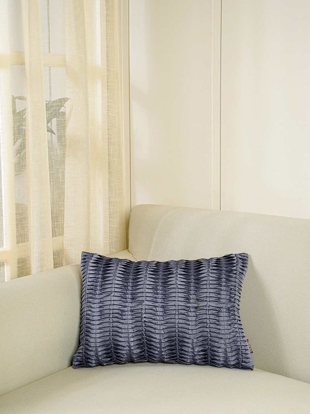 

Pure Home and Living Grey Rectangle Pleated Cushion Cover