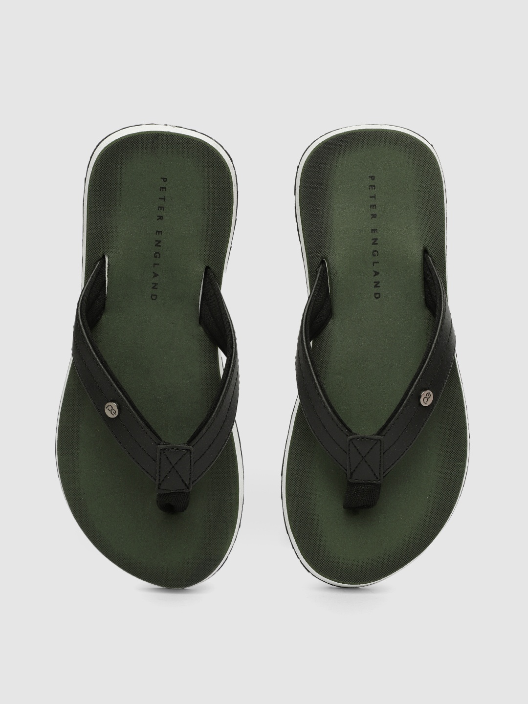 

Peter England Men Olive Green & Black Thong Flip-Flops