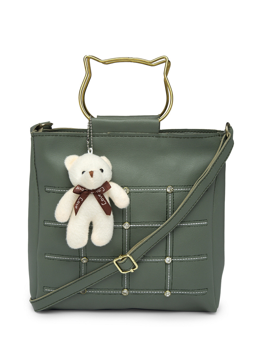 

borse lele Green Checked Structured Handheld Bag