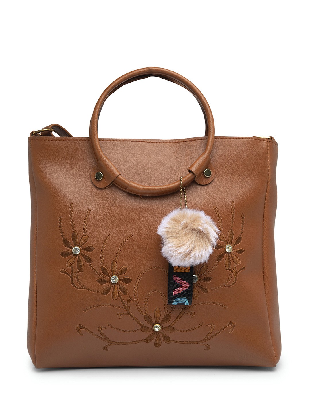 

borse lele Brown Floral Printed Structured Handheld Bag