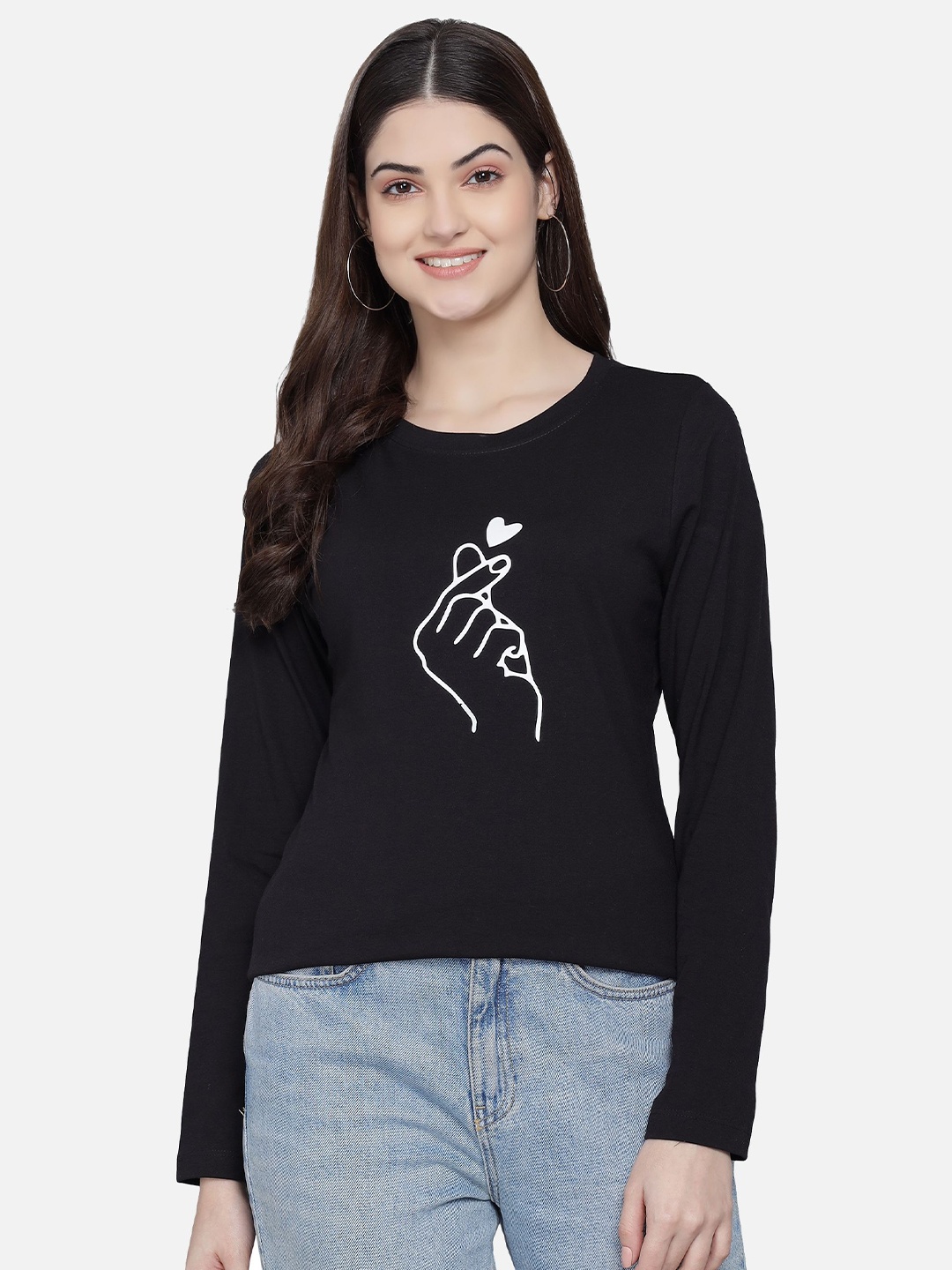 

PockMAN Women Black Printed T-shirt
