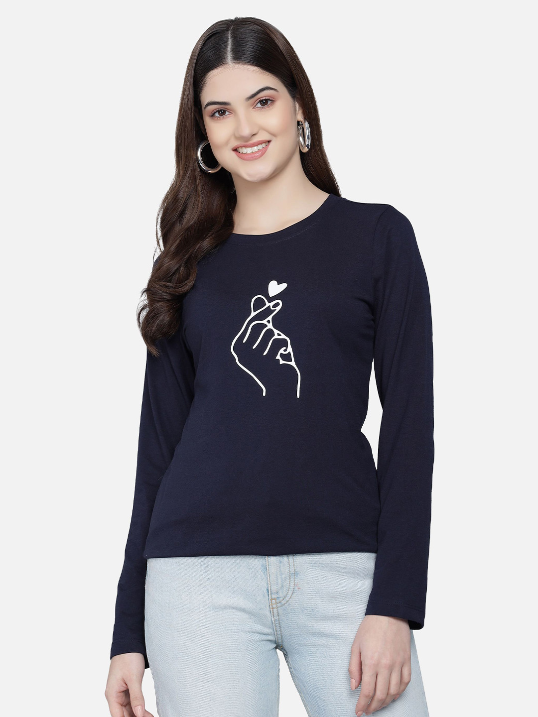 

PockMAN Women Navy Blue Printed T-shirt