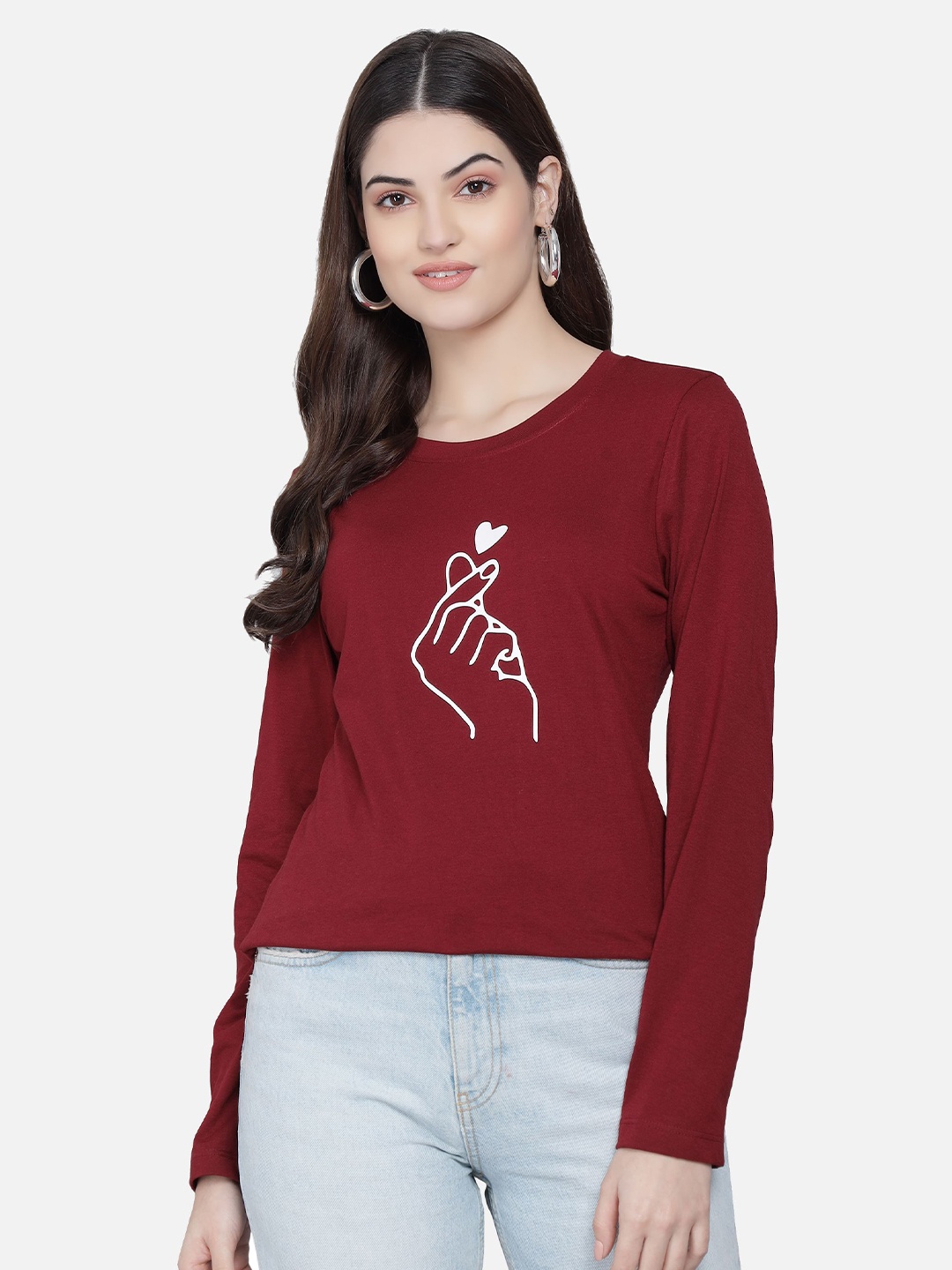 

PockMAN Women Maroon Printed T-shirt