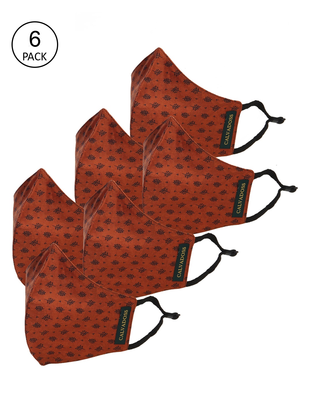 

Calvadoss Men Pack Of 6 Printed 3-Ply Reusable Cotton Cloth Masks, Red