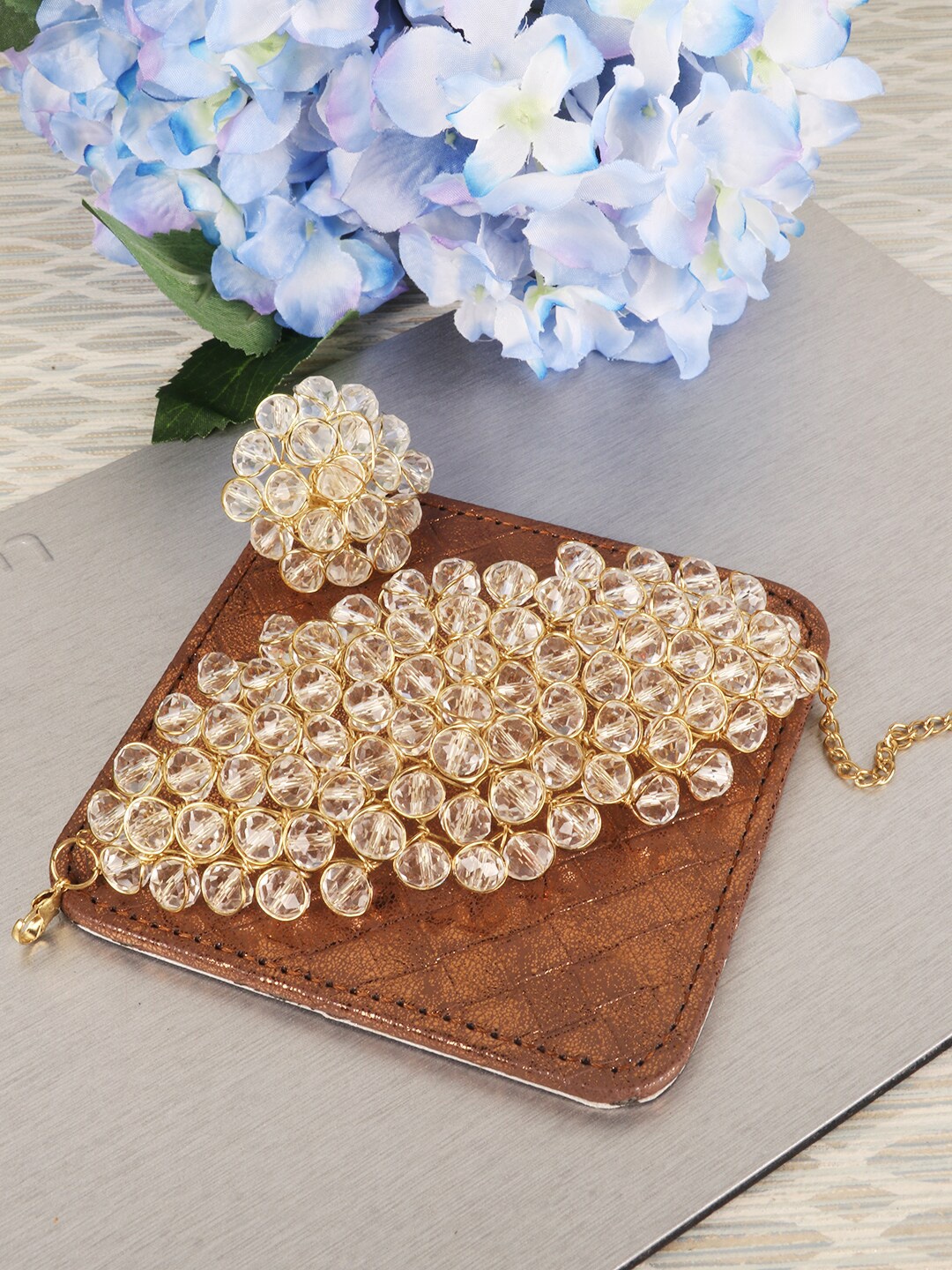 

PENNY JEWELS Women Gold-Plated White Beaded Fashion Ring & Bracelet