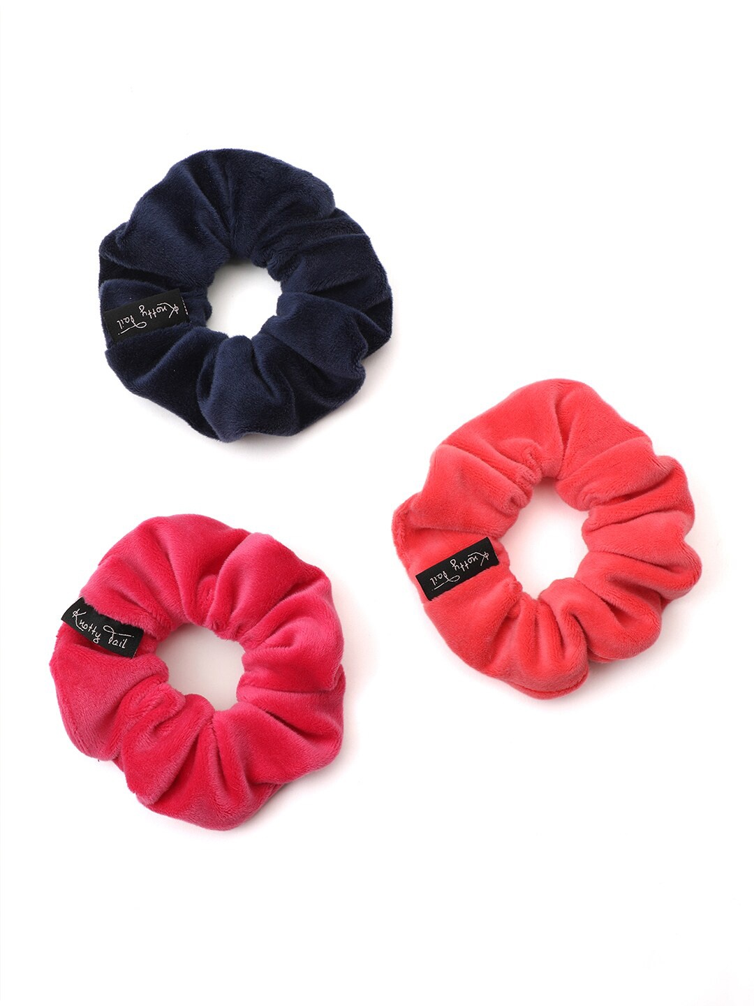 

Knotty Tail Women Set of 3 Scrunchies, Navy blue